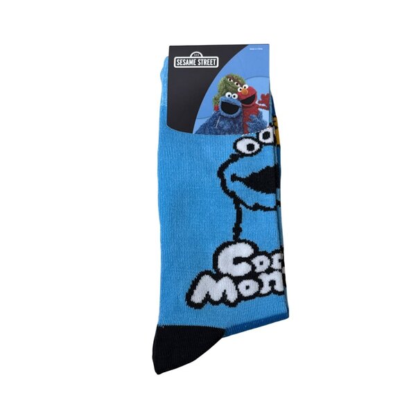Blue Cookie Monster Graphic Crew Socks NWT Men’s 6-12 Fun Novelty Cartoon - Picture 1 of 3